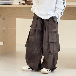 子2025秋新款 裤 中大童港风长裤 洋气儿童工装 宽松男孩老爹裤 男童裤