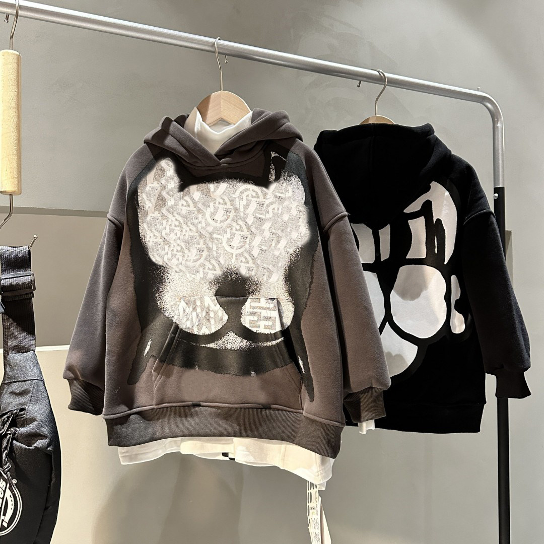 2色男童狗狗印花连帽卫衣一体绒/20920黑，灰