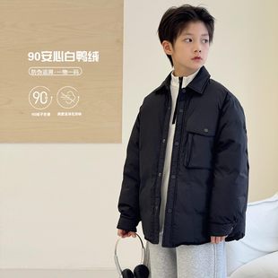2025冬中大童白鸭绒内胆宝宝外套 儿童羽绒服男童轻薄款 安心绒