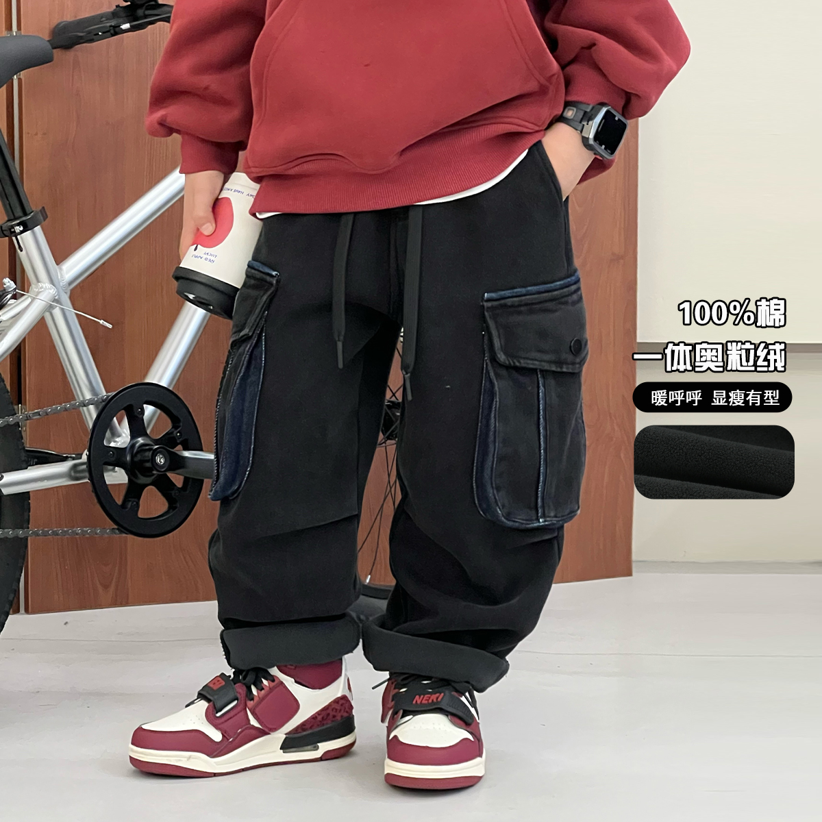 男童加绒裤子帅气棉裤儿童休闲裤