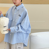 衬衫 2026春装 新款 男童长袖 自制韩版 中大童上衣男孩外套儿童衬衣潮
