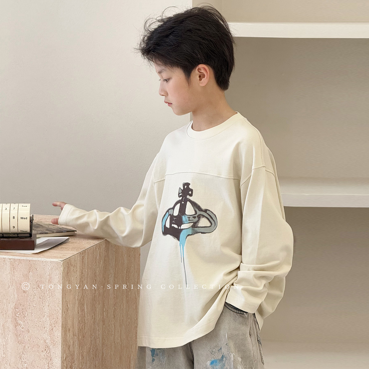 男童长袖T恤2025春装新款自制中大童纯棉上衣洋气打底衫儿童体恤,童装/婴儿装/亲子装,T恤,淘宝优惠券,粉丝福利购,淘宝优惠卷