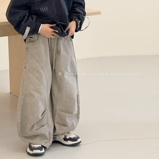 子秋装 中大童牛仔裤 2025新款 帅气港风老爹裤 潮 宽松儿童长裤 男童裤