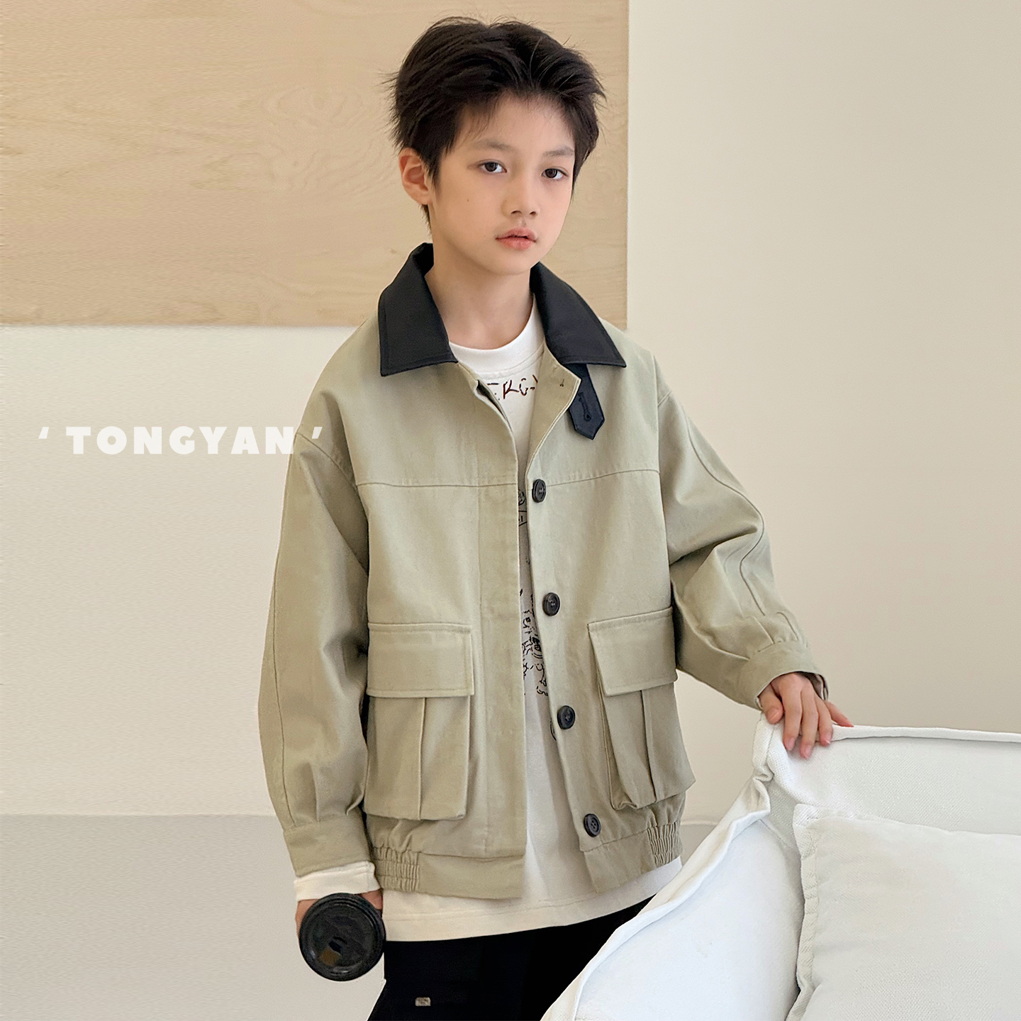 男童外套工装上衣港风儿童夹克衫