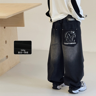 2025冬装 儿童裤 新款 厚棉裤 子 自制港风中大童老爹裤 男童加绒牛仔裤