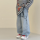 子2026早春新款 儿童牛仔裤 中大童宽松老爹裤 工装 潮 洋气长裤 男童裤