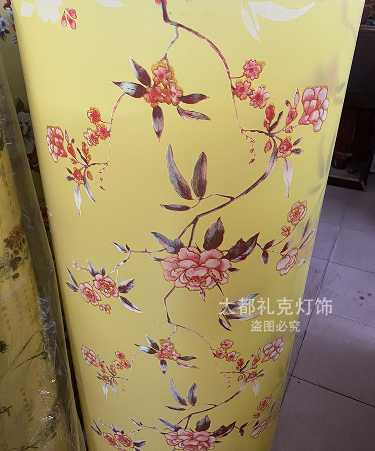 PVC羊皮纸灯罩透光材料黄底小鸟 花祥云百福灯笼灯箱纸花格吊顶