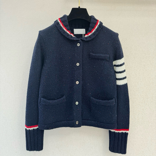 【四道杠经典】羊毛羊绒混纺~TB学院风针织开衫女粗针毛衣外套厚