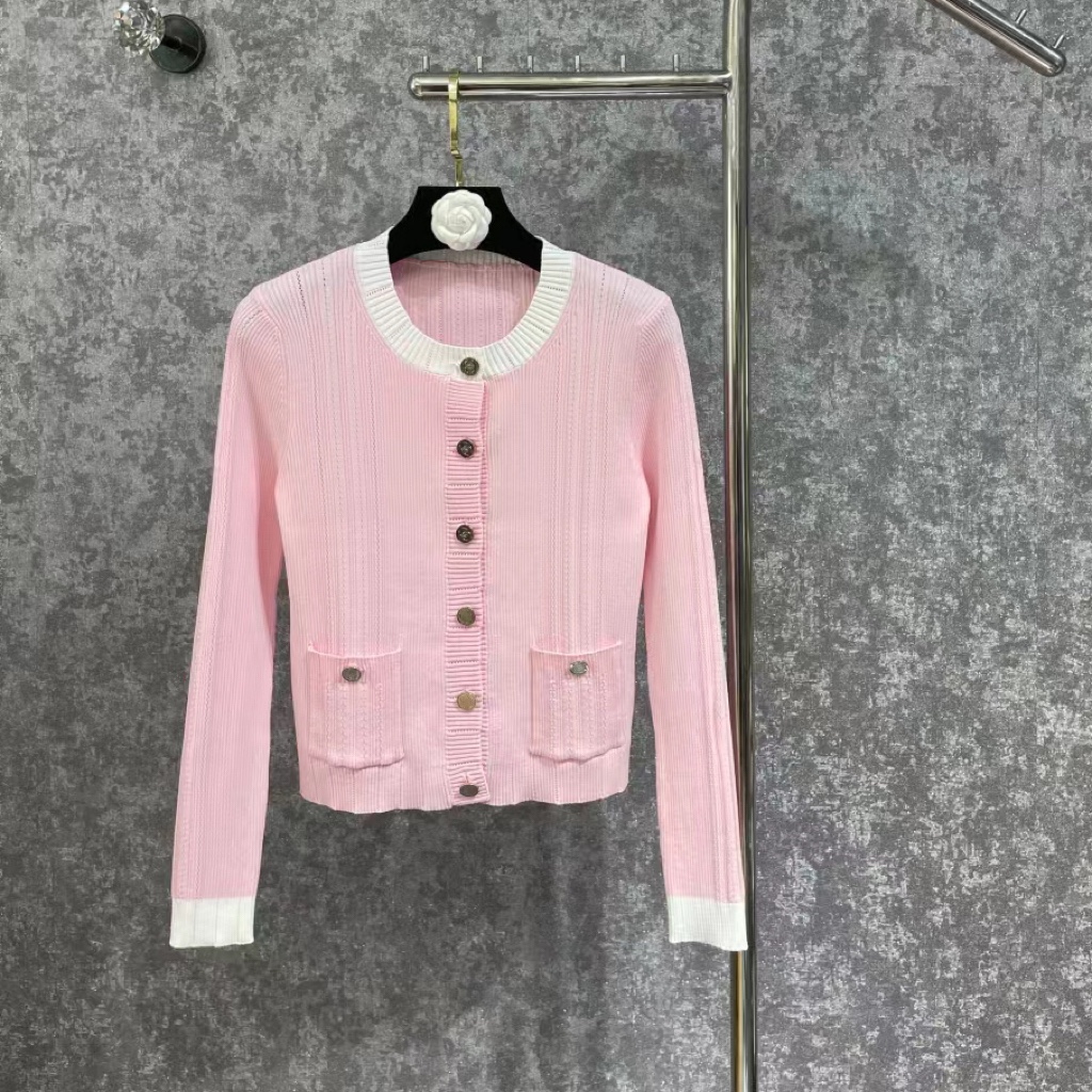 DAX小香冰丝针织衫开衫女修身圆领薄款长袖春夏空调衫外搭上衣