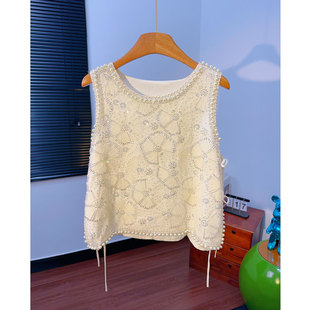 美到心尖上 上衣 重工钉珠圆领百搭背心吊马甲高级感女装