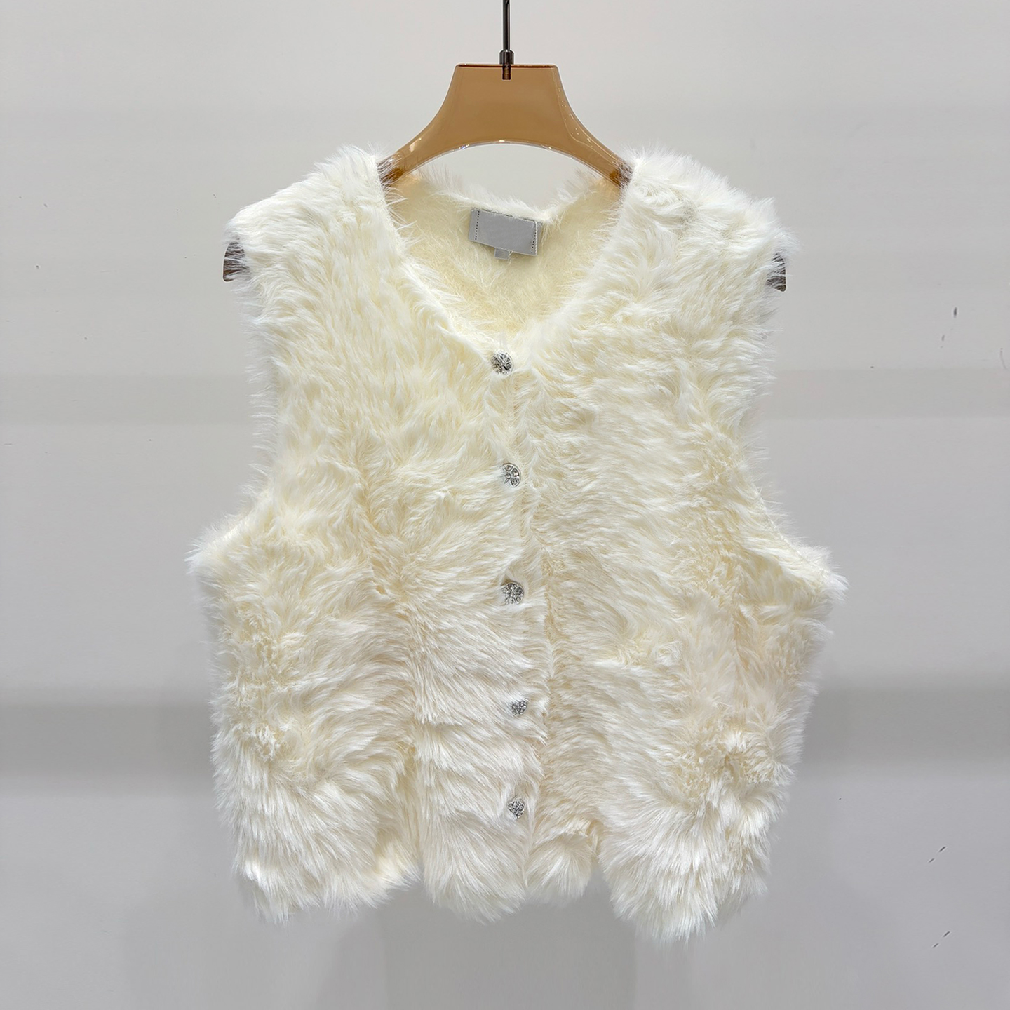 秋冬氛围感毛绒绒马甲女百搭叠穿无袖毛衣背心羊毛针织开衫外搭厚