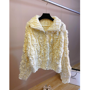 2020年新款 加厚高领白色新年毛衣女秋冬外穿 宽松慵懒风套头中长款