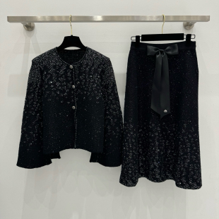 小香风针织开衫 亮丝珠片纱早春新款 女半身裙 D牌气质范 G上5K