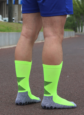 坤将男女专业加压硅胶防滑足球袜成人毛巾底中筒运动袜比赛训练袜