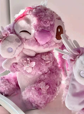 日本MOSO东迪樱花史迪仔抱小金玩偶史迪奇公仔毛绒玩具生日礼物女