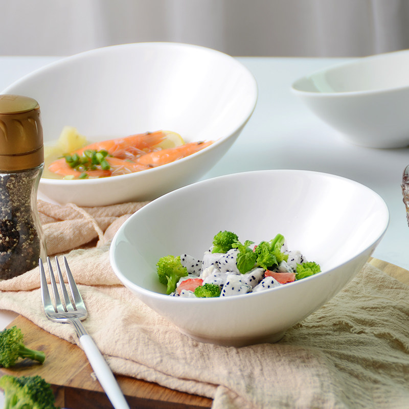 西餐圆形斜口家用水果沙拉碗斗笠汤碗甜品碗冰淇淋碗小菜碗餐厅瓷