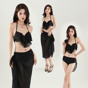 纯欲ins风分体泳衣女三件套性感bikini显瘦高级感温泉度假游泳装