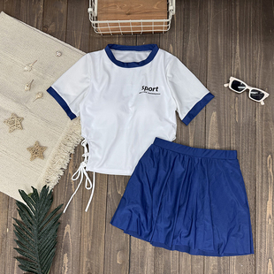 清新运动可爱学生温泉泳衣 短袖 2025年新款 女分体两件套裙式