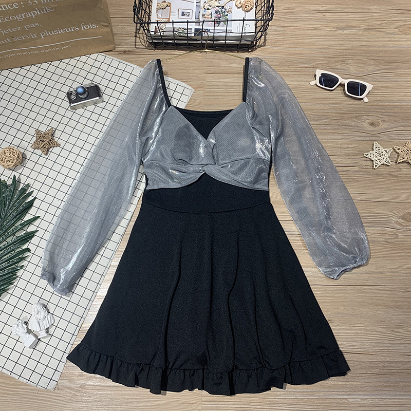 温泉连体显瘦仙女范遮肚学生泳衣