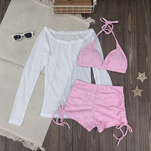 遮肚显瘦 外衫 新款 比基尼泳衣女高级感纯欲可爱甜美小香防晒长袖