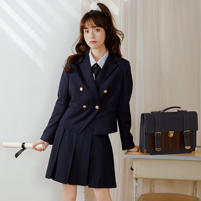 中牌制服基础jk纯色箱褶裙