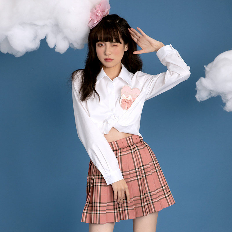 中牌制服馆 螳螂粉粉红格现货经典老款格裙jk制服学院风半身裙女