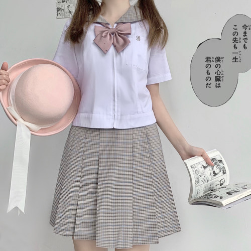 中牌制服馆 安贺学园JK制服套装格裙短袖衬衫日系学院风上衣夏女