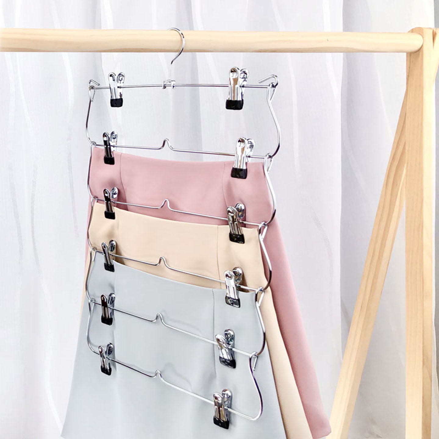 折叠衣架多层裤裙jk裙夹裤夹子宿舍收纳架折叠衣架内衣架衣柜整理,收纳整理,金属衣架,淘宝优惠券,粉丝福利购,淘宝优惠卷