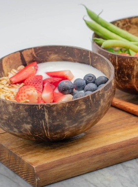 ins纯天然椰子碗大肚碗创意绿色健康vlog博主同款甜品碗小众