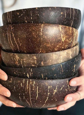 ins纯天然椰子碗大肚碗创意绿色健康vlog博主同款甜品碗小众