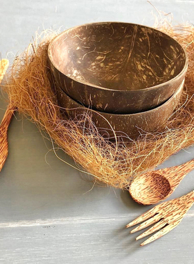 ins纯天然椰子碗大肚碗创意绿色健康vlog博主同款甜品碗小众