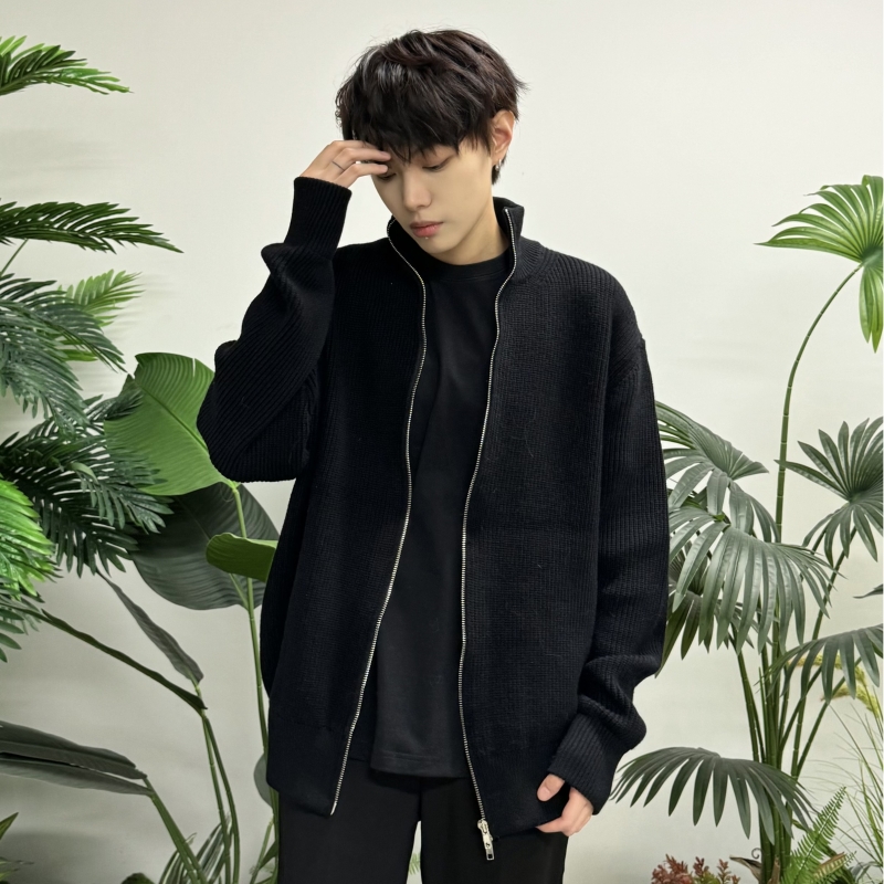 KKKVIBE复古原创秋冬cleanfit风格拉链高领毛衣针织开衫外套男女