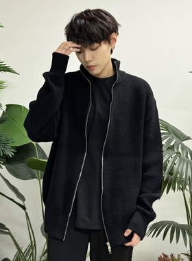KKKVIBE复古原创秋冬cleanfit风格拉链高领毛衣针织开衫外套男女