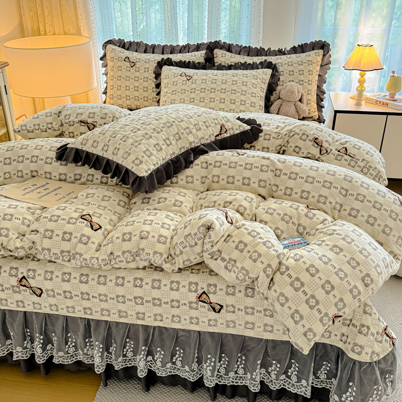 保暖牛奶绒床盖双人四件套