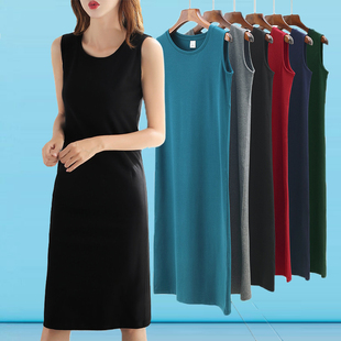 裙子女外穿 黑色打底连衣裙内搭吊带直筒背心无袖 2025年春季 新款