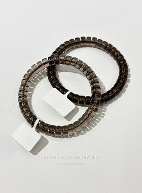 秒归圆天然净体茶晶精工直切水晶手链手串男女生文玩文艺情侣礼物