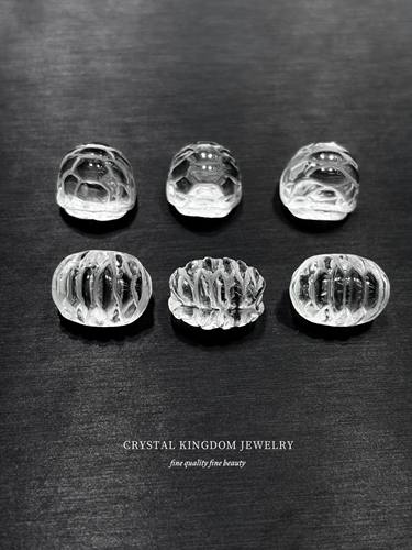 天然白水晶富甲一方龟背珠散珠单珠diy手工文玩手串高档配件饰品