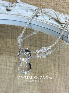 天然白水晶锁骨链泡泡珠晨露吊坠送人礼物流行饰品挂件吊坠项坠