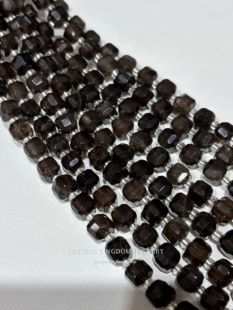 天然茶晶方块切角方糖串珠半成品烟晶水晶散珠diy高档手工配件