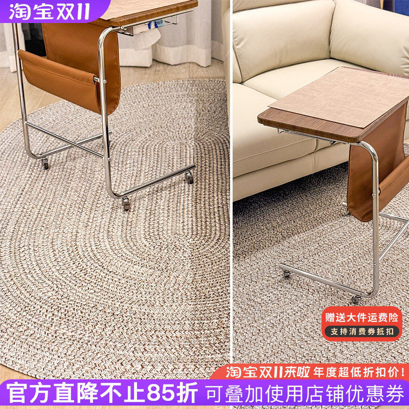 客厅茶几地毯手工编织卧室床边毯现代玄关室外轻奢无胶地毯可定制