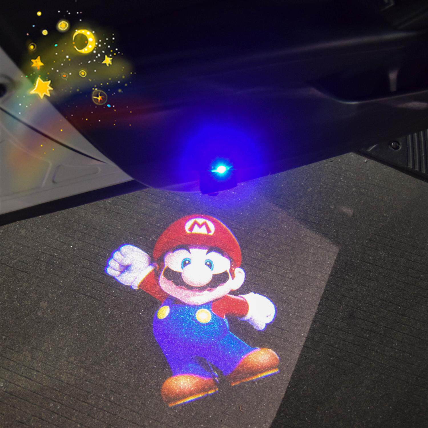 超级马里奥马力欧Mario卡通车载好物充电无线迎宾灯投影氛围门灯