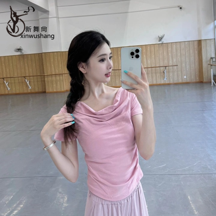 2025新款舞蹈服女现代舞短袖芭蕾形体服夏古典舞显瘦上衣日常可穿