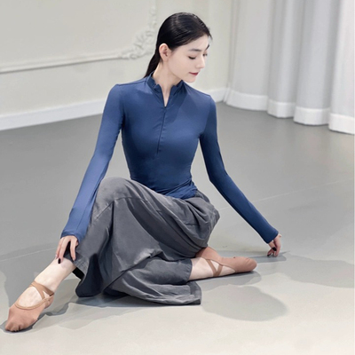 现代舞上衣瑜伽长袖古典舞服装莫代尔形体服立领冬季舞蹈生练功服