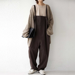 简洁随意舒服好搭可爱日系贵牌2026四季穿棉背带裤工人裤连身裤