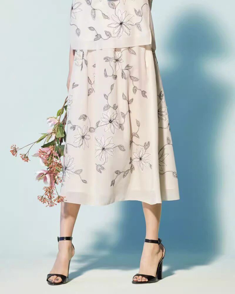 仅5件日本贵牌立体刺绣超仙蕾丝刺绣大花半身裙