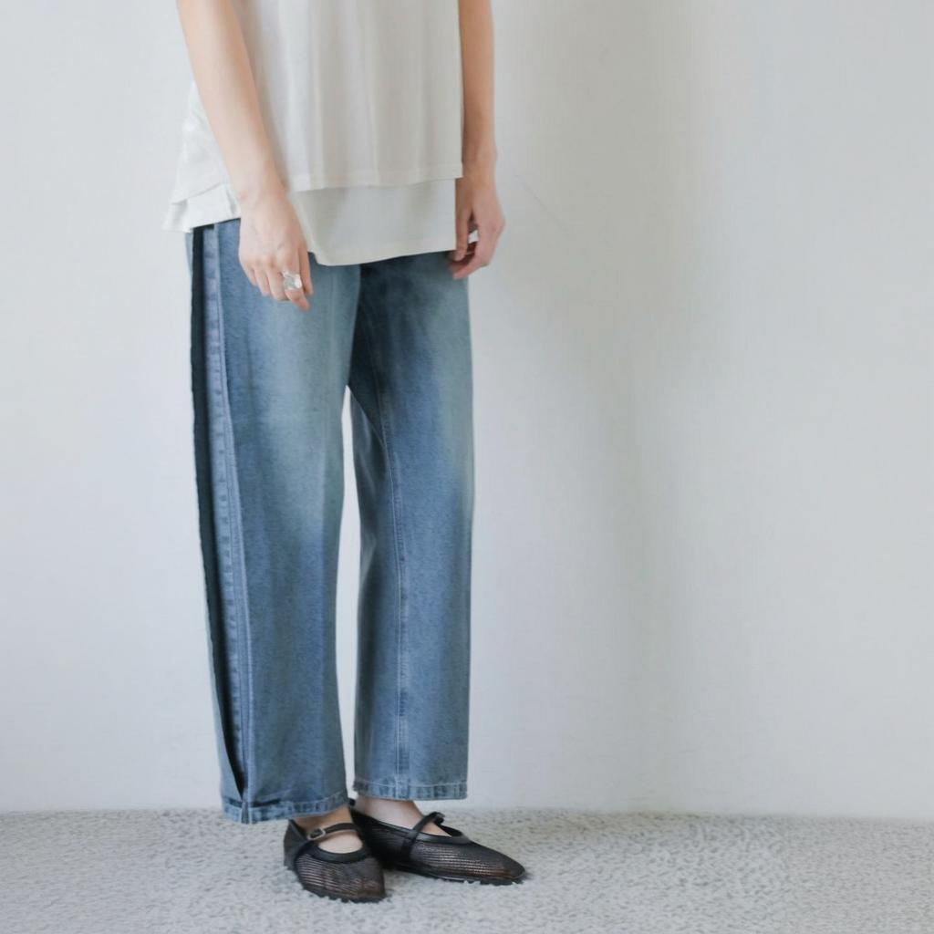 设计感YE@NN日本高端褶皱牛仔裤