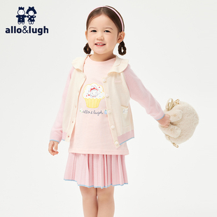 清仓 儿童套装 阿路和如童装 女宝宝毛衣开衫 二件套裙子翻领 春款