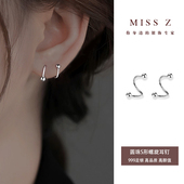 爆款 Z小姐 999足银圆珠S形螺旋耳钉养耳洞睡觉免摘耳饰女2025新款