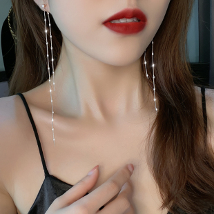 Z小姐超长耳线流苏耳环女2024新款 小众设计感高级耳坠 潮轻奢长款