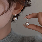 Z小姐999纯银施家珠珠耳环2025新款 爆款 耳钉轻奢气质小众足银耳饰